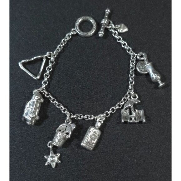 Brighton Jewelry - Vintage Brighton Charm Bracelet with Unique Travel & Nautical-Themed Charms